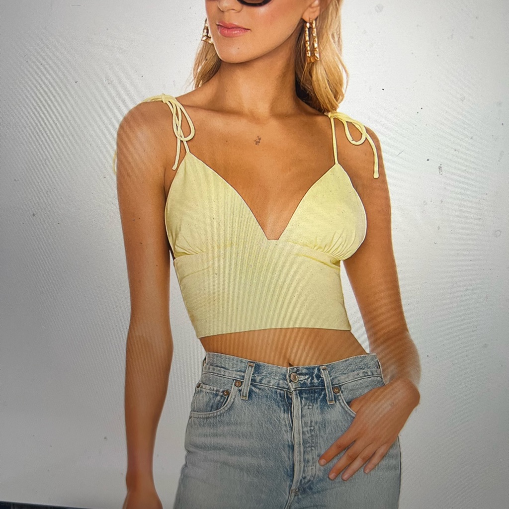 Yellow Tie Strap Crop Top